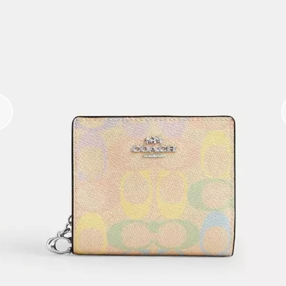 Coach Snap Small Wallet In Rainbow Signature Leather